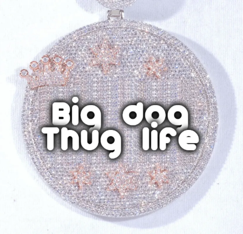 CUSTOM LETTER NECKLACE 3D BIG CROWN DISC sold by The GUU Shop