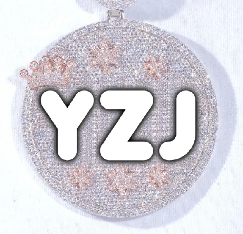 CUSTOM LETTER NECKLACE 3D BIG CROWN DISC sold by The GUU Shop