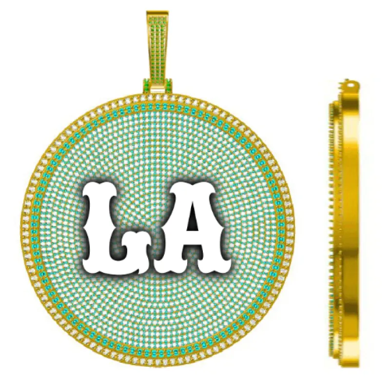 CUSTOM LETTER NECKLACE 3D BIG DISC sold by The GUU Shop