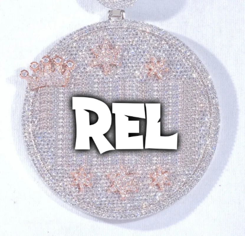 CUSTOM LETTER NECKLACE 3D BIG CROWN DISC sold by The GUU Shop