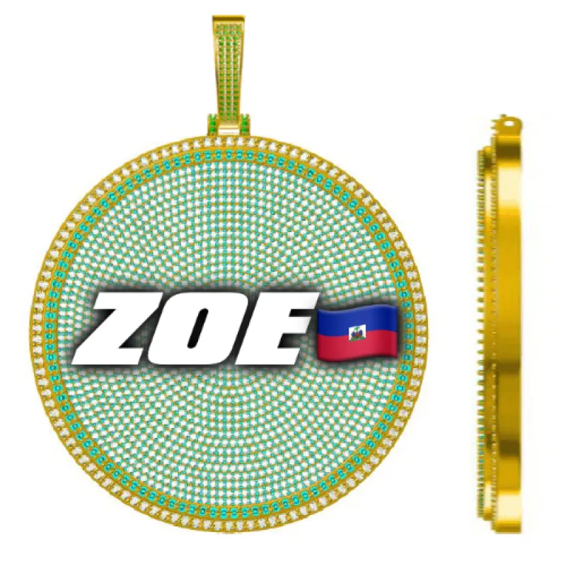 CUSTOM LETTER NECKLACE 3D BIG DISC sold by The GUU Shop