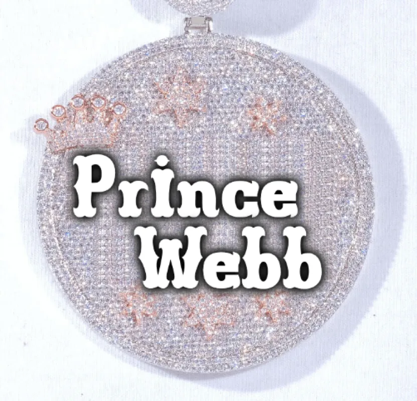 CUSTOM LETTER NECKLACE 3D BIG CROWN DISC sold by The GUU Shop