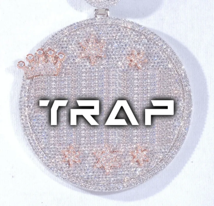 CUSTOM LETTER NECKLACE 3D BIG CROWN DISC sold by The GUU Shop