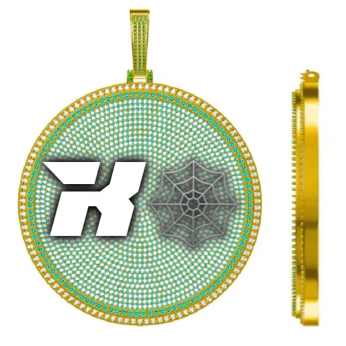 CUSTOM LETTER NECKLACE 3D BIG DISC sold by The GUU Shop