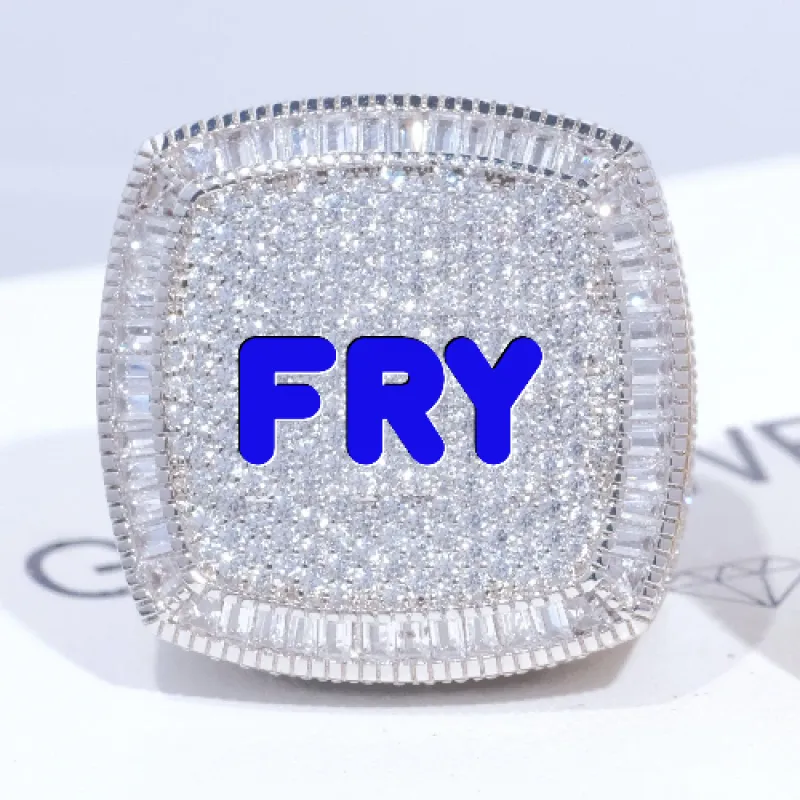 CUSTOM LETTER 3D ICED RING sold by The GUU Shop