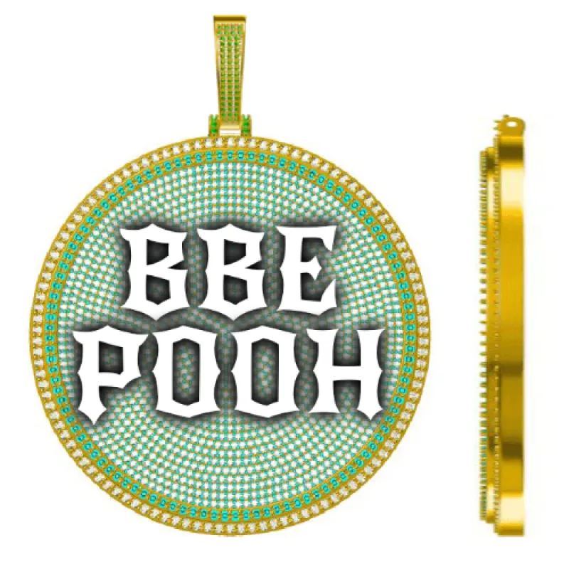 CUSTOM LETTER NECKLACE 3D BIG DISC sold by The GUU Shop