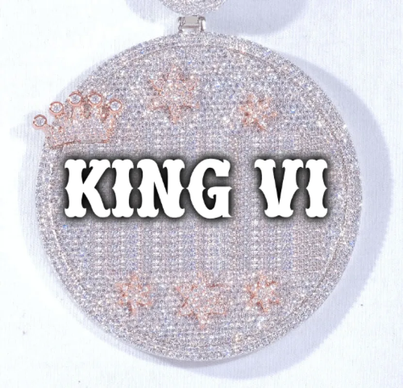 CUSTOM LETTER NECKLACE 3D BIG CROWN DISC sold by The GUU Shop
