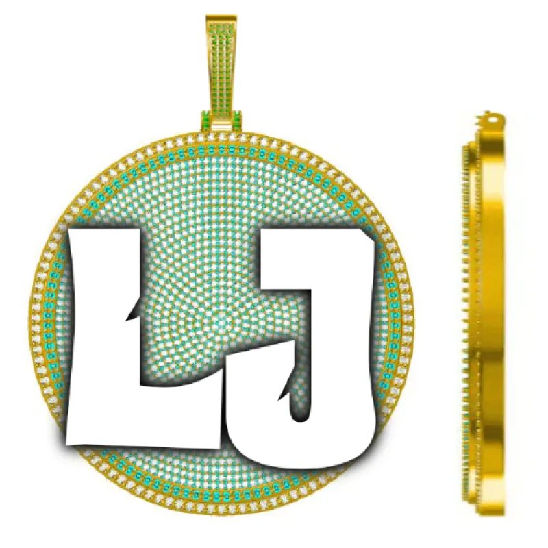 CUSTOM LETTER NECKLACE 3D BIG DISC sold by The GUU Shop