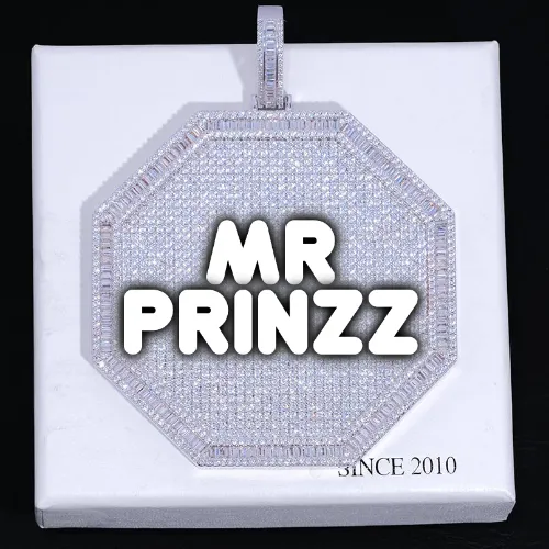 CUSTOM LETTER NECKLACE 3D BIG OCTAGON sold by The GUU Shop