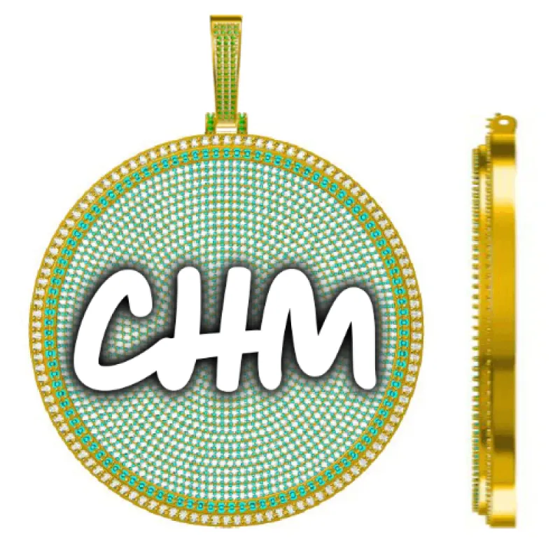 CUSTOM LETTER NECKLACE 3D BIG DISC sold by The GUU Shop