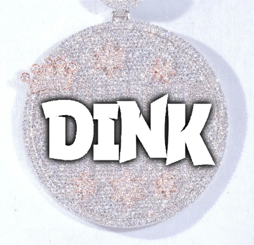 CUSTOM LETTER NECKLACE 3D BIG CROWN DISC sold by The GUU Shop