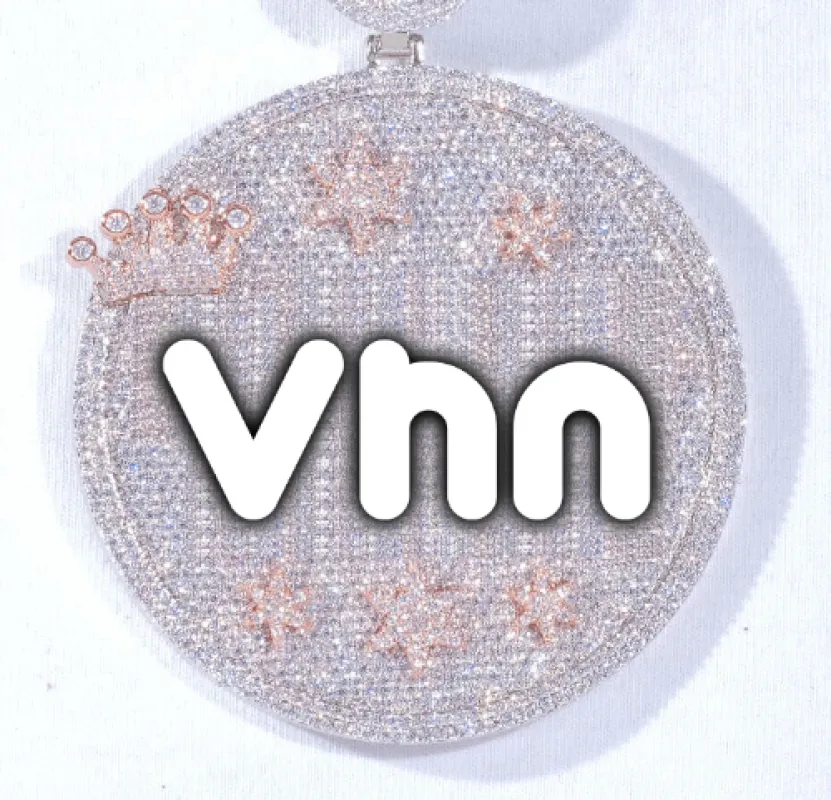 CUSTOM LETTER NECKLACE 3D BIG CROWN DISC sold by The GUU Shop