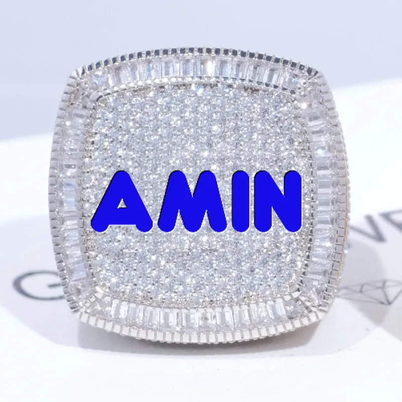 CUSTOM LETTER 3D ICED RING sold by The GUU Shop