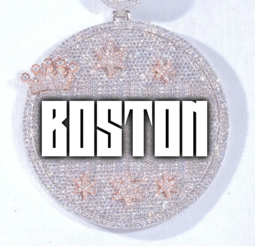CUSTOM LETTER NECKLACE 3D BIG CROWN DISC sold by The GUU Shop