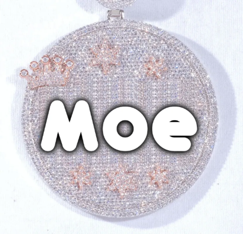 CUSTOM LETTER NECKLACE 3D BIG CROWN DISC sold by The GUU Shop