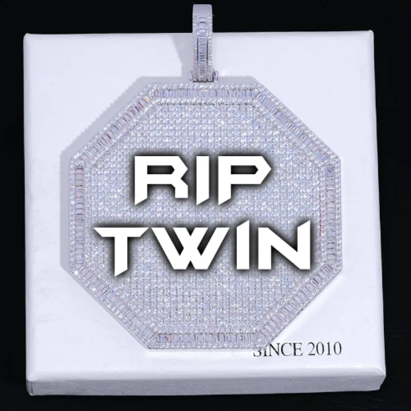 CUSTOM LETTER NECKLACE 3D BIG OCTAGON sold by The GUU Shop