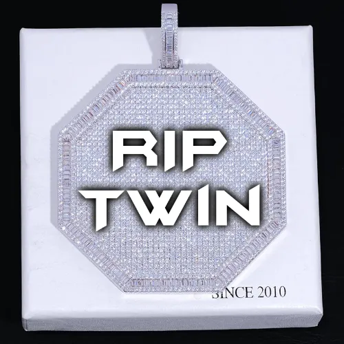 CUSTOM LETTER NECKLACE 3D BIG OCTAGON sold by The GUU Shop