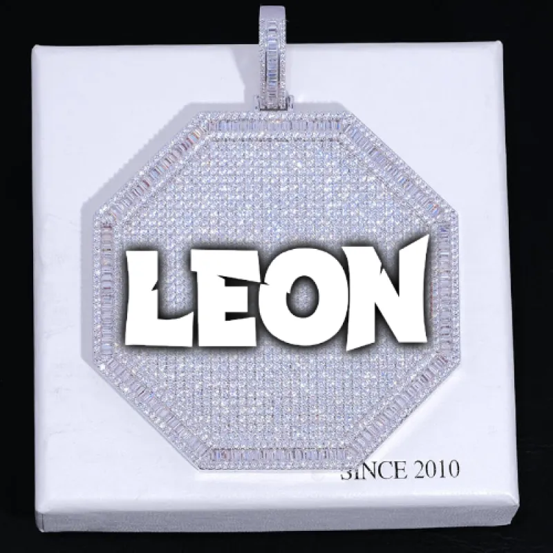 CUSTOM LETTER NECKLACE 3D BIG OCTAGON sold by The GUU Shop