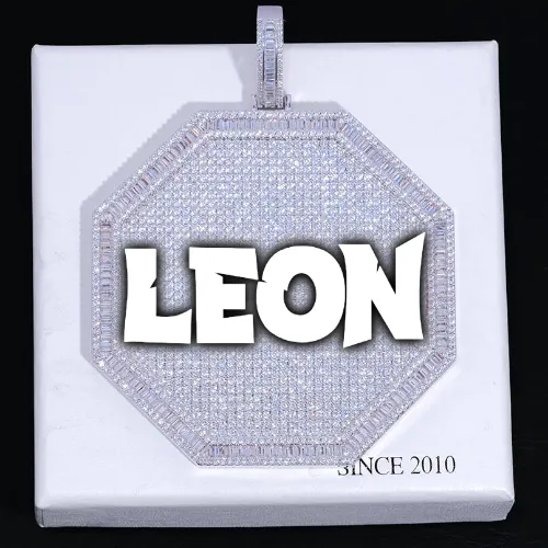 CUSTOM LETTER NECKLACE 3D BIG OCTAGON sold by The GUU Shop