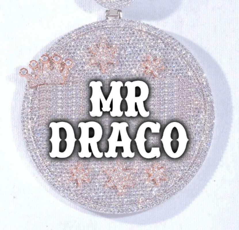 CUSTOM LETTER NECKLACE 3D BIG CROWN DISC sold by The GUU Shop