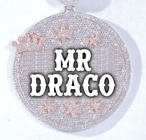 CUSTOM LETTER NECKLACE 3D BIG CROWN DISC sold by The GUU Shop