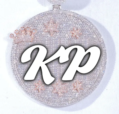 CUSTOM LETTER NECKLACE 3D BIG CROWN DISC sold by The GUU Shop