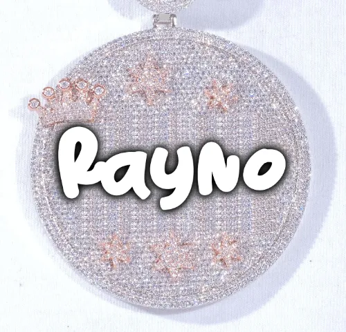 CUSTOM LETTER NECKLACE 3D BIG CROWN DISC sold by The GUU Shop