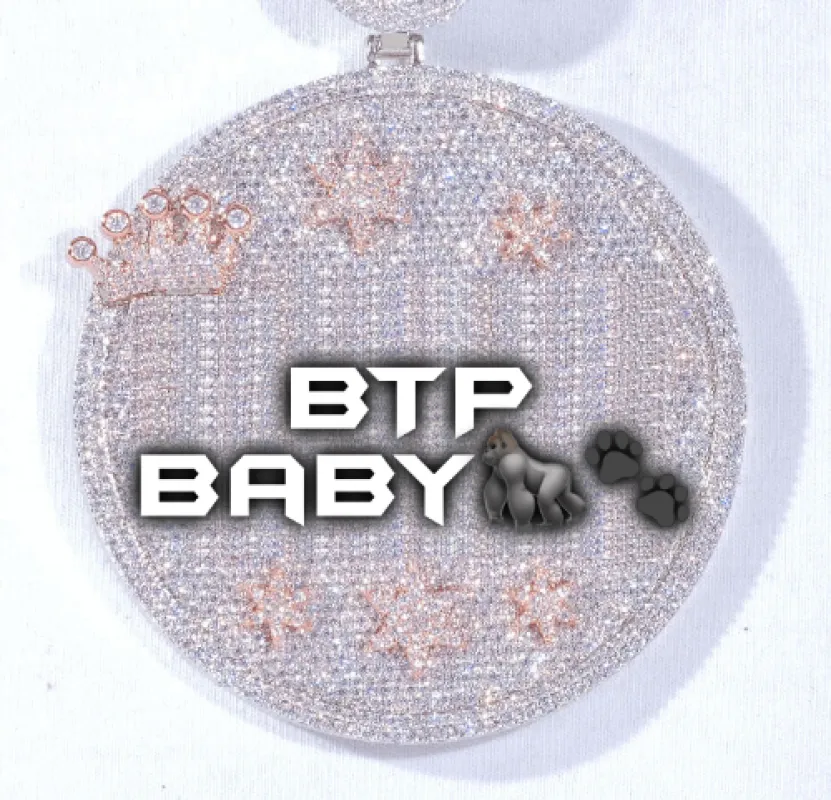 CUSTOM LETTER NECKLACE 3D BIG CROWN DISC sold by The GUU Shop