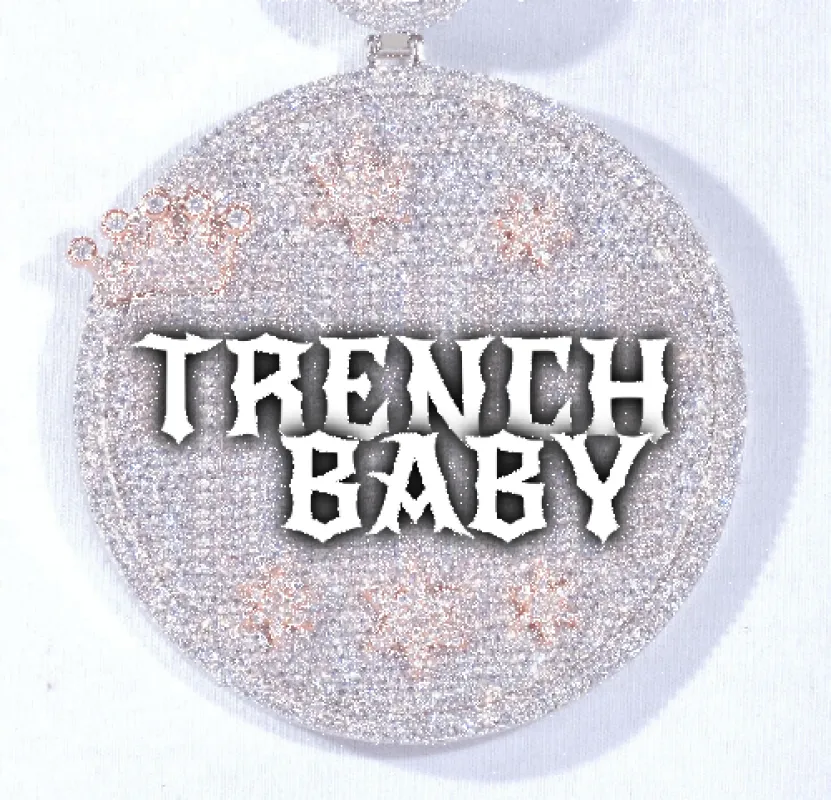 CUSTOM LETTER NECKLACE 3D BIG CROWN DISC sold by The GUU Shop