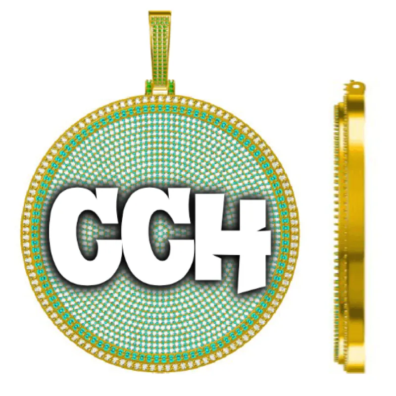 CUSTOM LETTER NECKLACE 3D BIG DISC sold by The GUU Shop