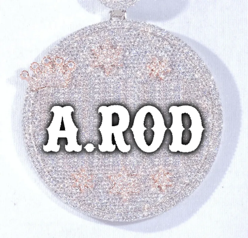 CUSTOM LETTER NECKLACE 3D BIG CROWN DISC sold by The GUU Shop
