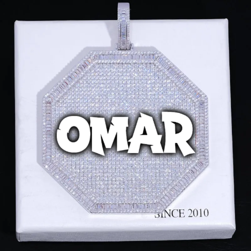 CUSTOM LETTER NECKLACE 3D BIG OCTAGON sold by The GUU Shop