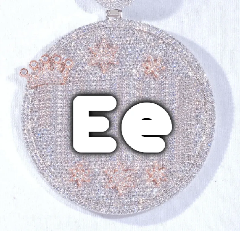 CUSTOM LETTER NECKLACE 3D BIG CROWN DISC sold by The GUU Shop