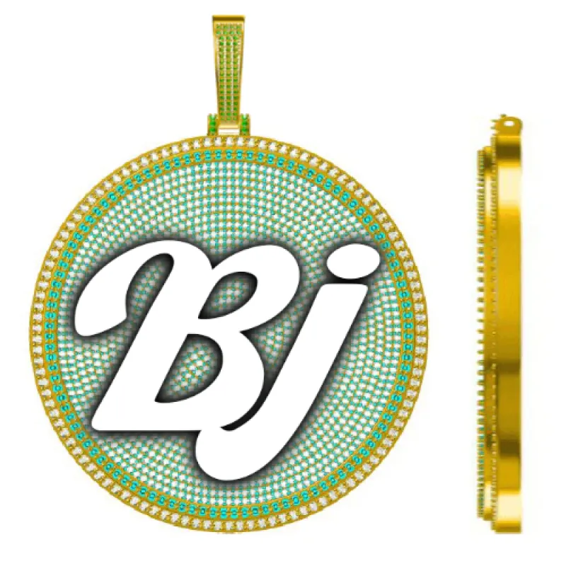 CUSTOM LETTER NECKLACE 3D BIG DISC sold by The GUU Shop