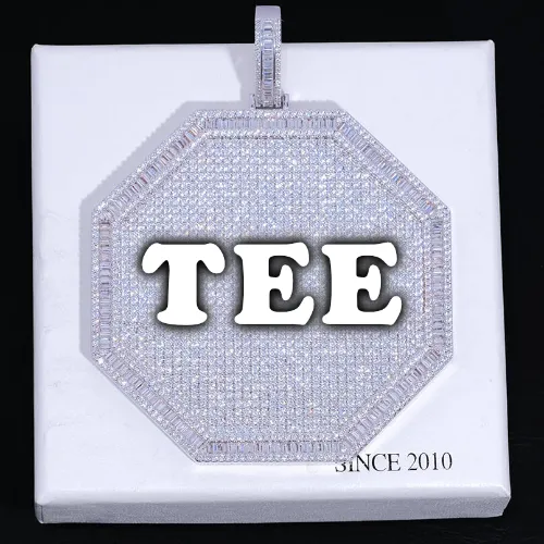 CUSTOM LETTER NECKLACE 3D BIG OCTAGON sold by The GUU Shop