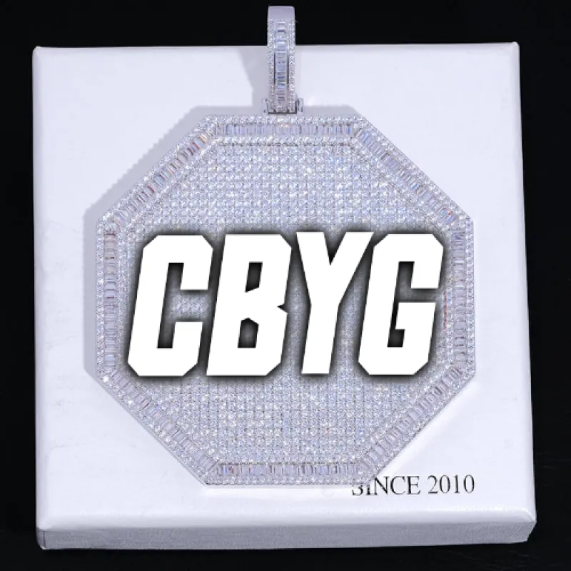 CUSTOM LETTER NECKLACE 3D BIG OCTAGON sold by The GUU Shop