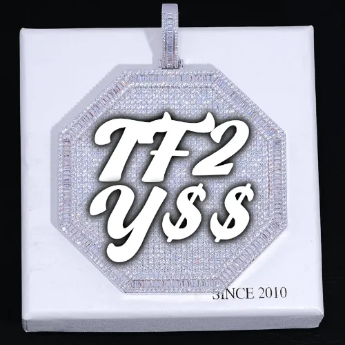 CUSTOM LETTER NECKLACE 3D BIG OCTAGON sold by The GUU Shop