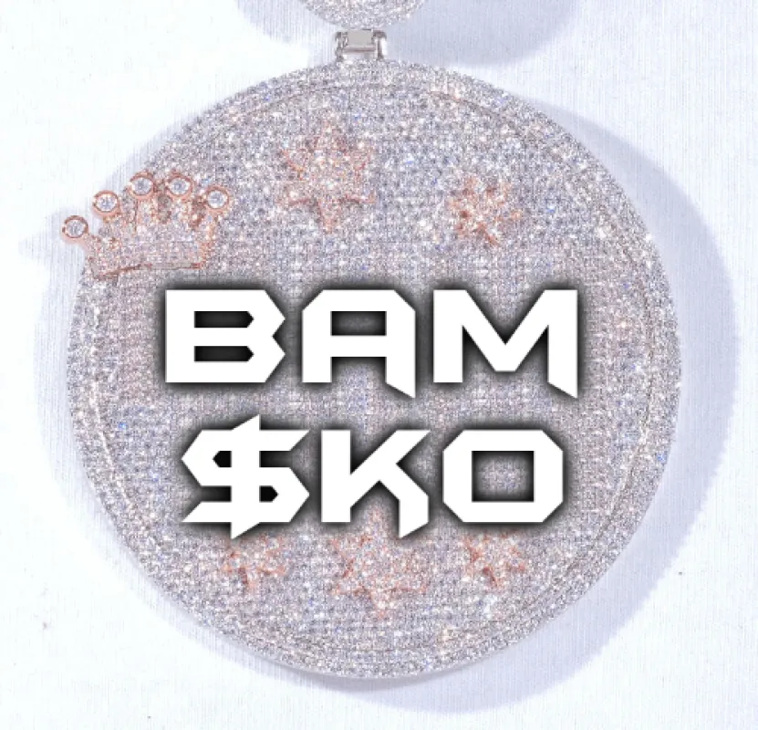 CUSTOM LETTER NECKLACE 3D BIG CROWN DISC sold by The GUU Shop