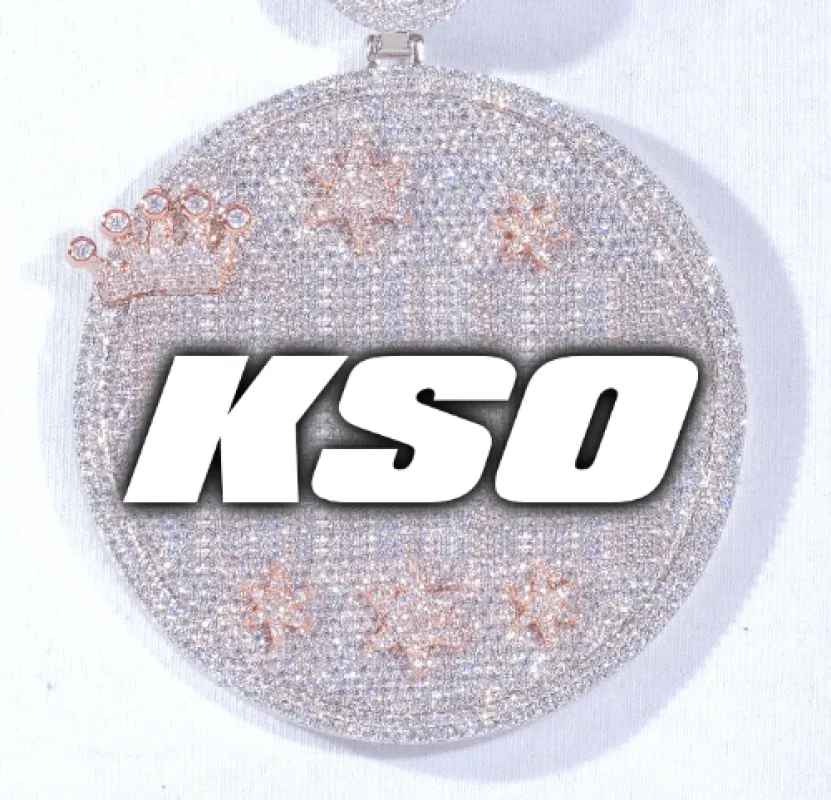 CUSTOM LETTER NECKLACE 3D BIG CROWN DISC sold by The GUU Shop