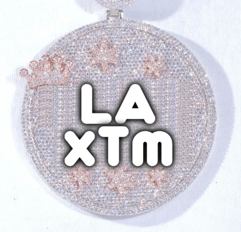 CUSTOM LETTER NECKLACE 3D BIG CROWN DISC sold by The GUU Shop