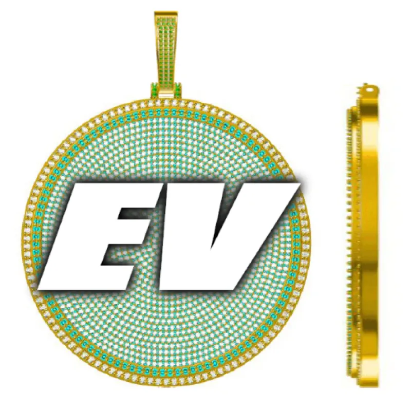 CUSTOM LETTER NECKLACE 3D BIG DISC sold by The GUU Shop