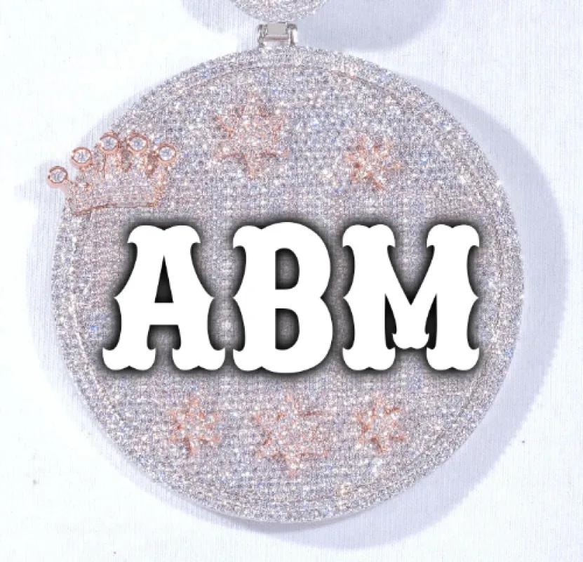 CUSTOM LETTER NECKLACE 3D BIG CROWN DISC sold by The GUU Shop