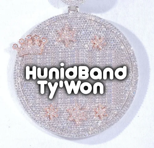 CUSTOM LETTER NECKLACE 3D BIG CROWN DISC sold by The GUU Shop