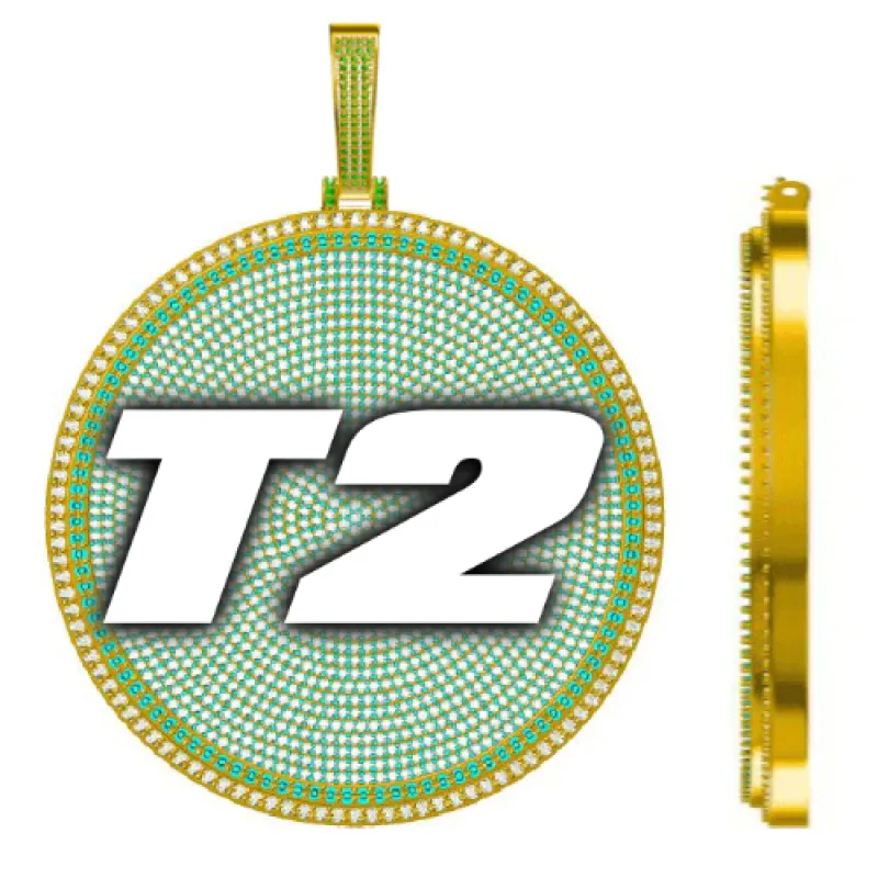 CUSTOM LETTER NECKLACE 3D BIG DISC sold by The GUU Shop