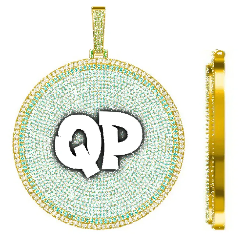 CUSTOM LETTER NECKLACE 3D BIG DISC sold by The GUU Shop