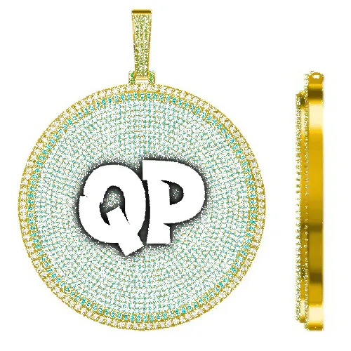 CUSTOM LETTER NECKLACE 3D BIG DISC sold by The GUU Shop