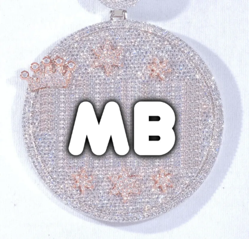 CUSTOM LETTER NECKLACE 3D BIG CROWN DISC sold by The GUU Shop