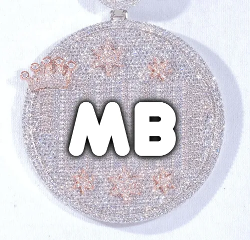 CUSTOM LETTER NECKLACE 3D BIG CROWN DISC sold by The GUU Shop