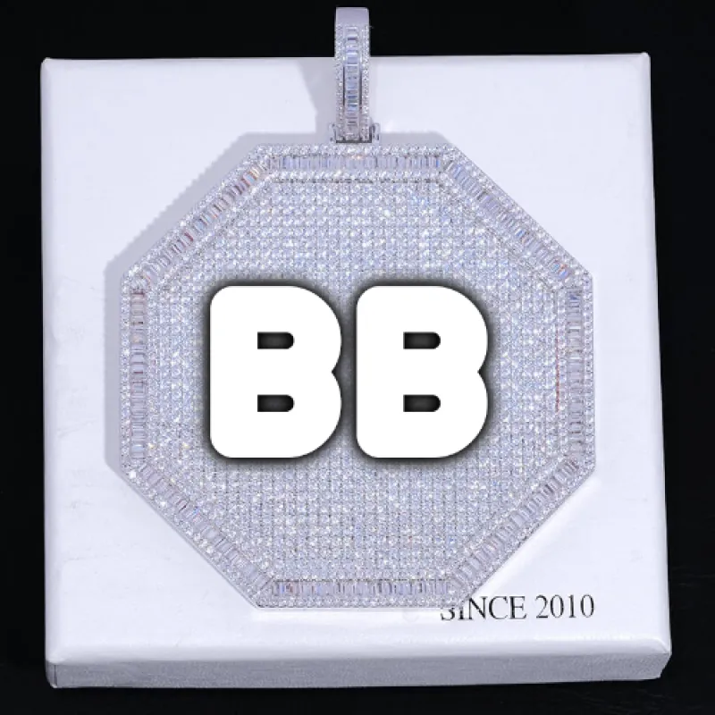 CUSTOM LETTER NECKLACE 3D BIG OCTAGON sold by The GUU Shop