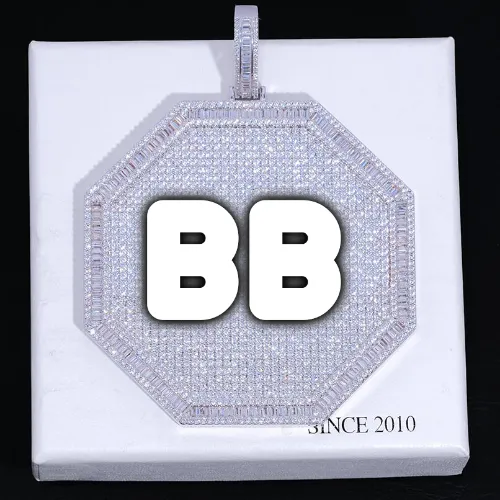 CUSTOM LETTER NECKLACE 3D BIG OCTAGON sold by The GUU Shop